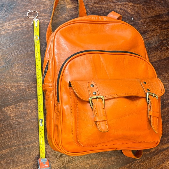 Men's Orange Leather Backpack - Sleek Everyday Carry - Picture 11 of 14